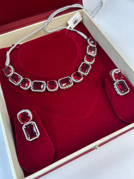 Red AD choker set : necklace set