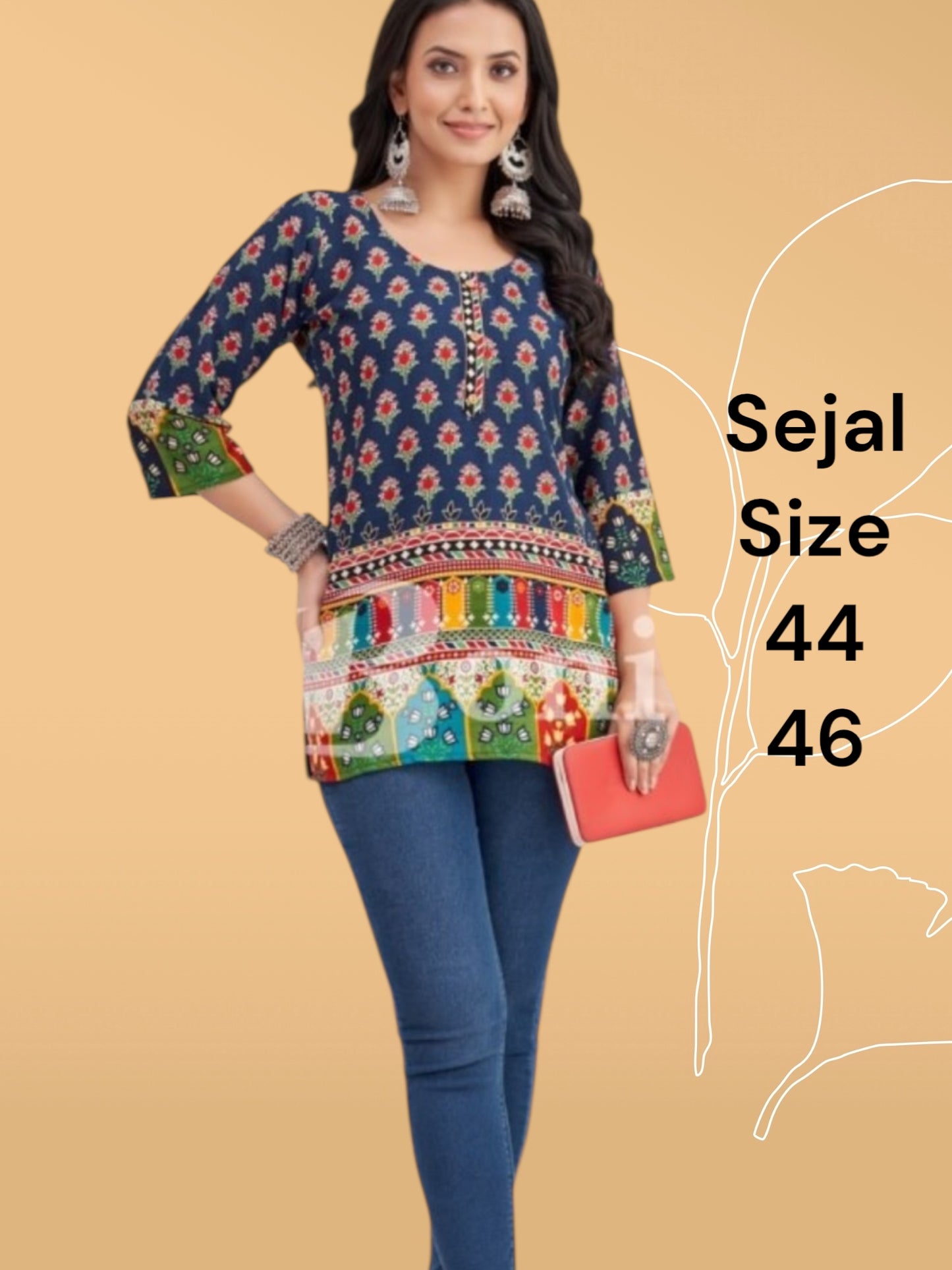Sejal : cotton short kurtis