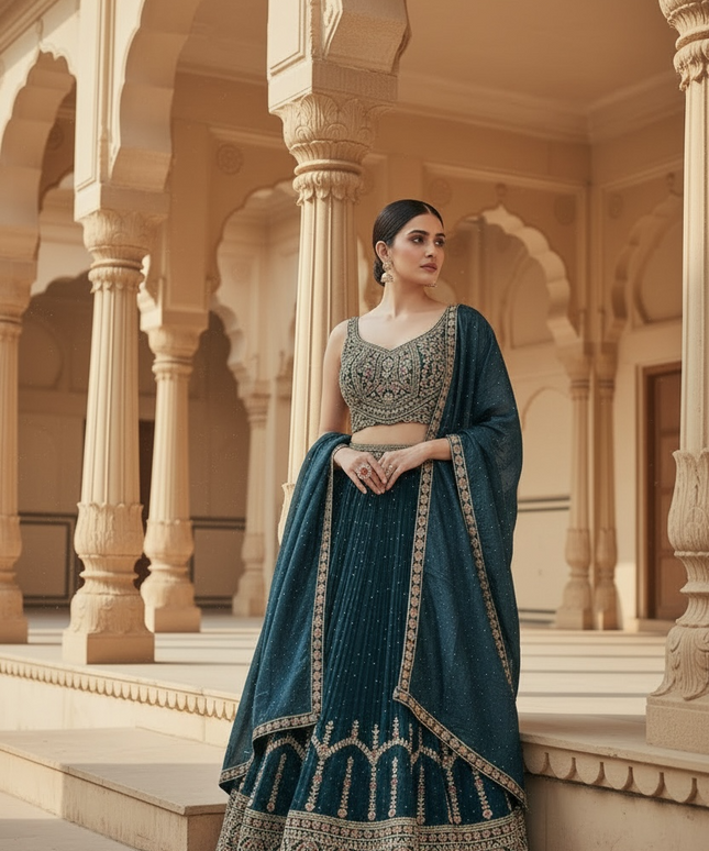 Dark grey lehenga set