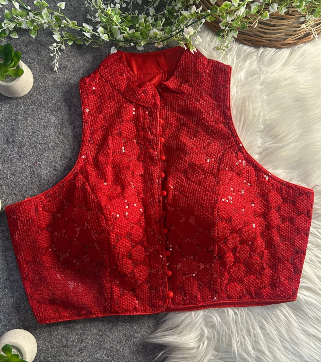 Red Halter neck blouse