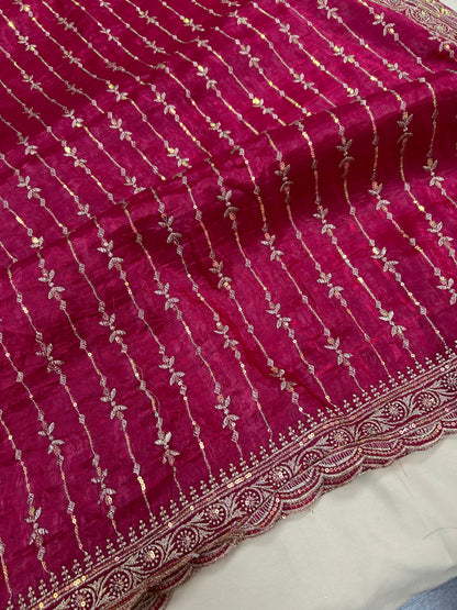 Glass tissue silk saree with blouse piece