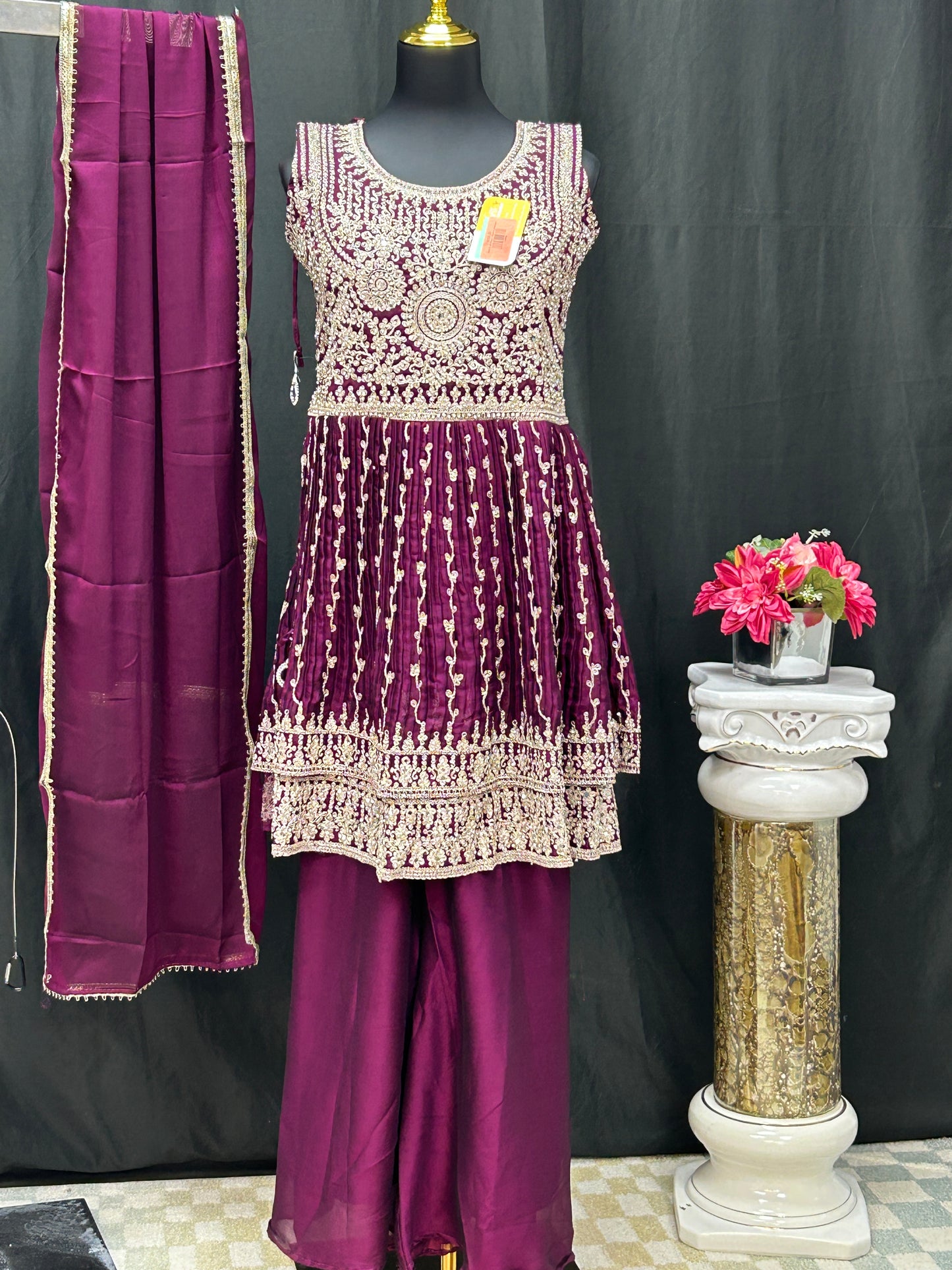 Heavy work Sharara set by Kurti Connection USA