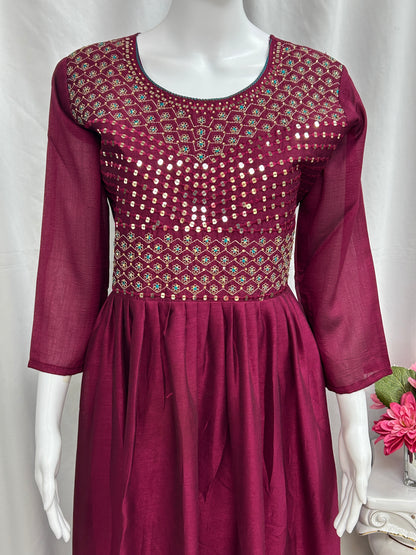 Vichitra silk long kurti