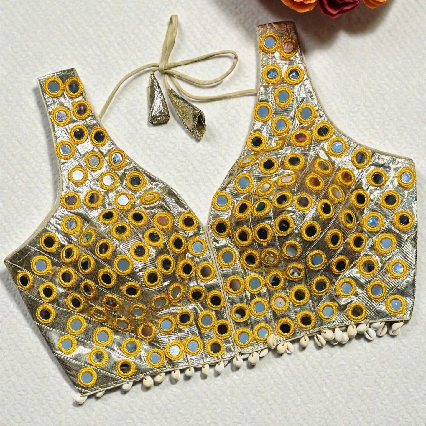 Mirror and shells work blouses