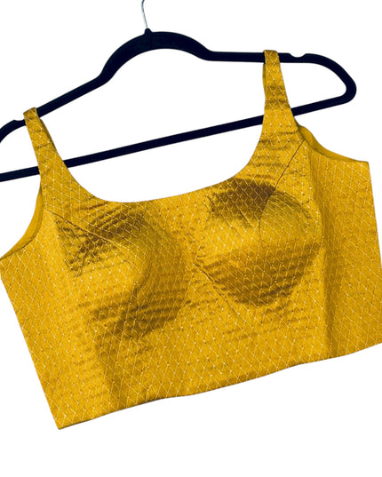 Mustard yellow sleeveless blouse