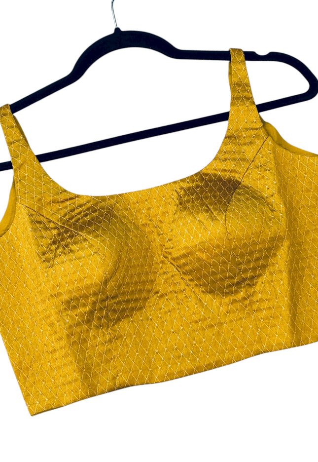 Mustard yellow sleeveless blouse