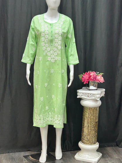 Pure Cotton chikankari kurti with white pant