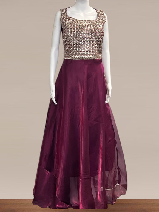 Tissue organza long gown