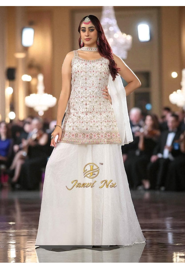 Tissue silk sharara suit