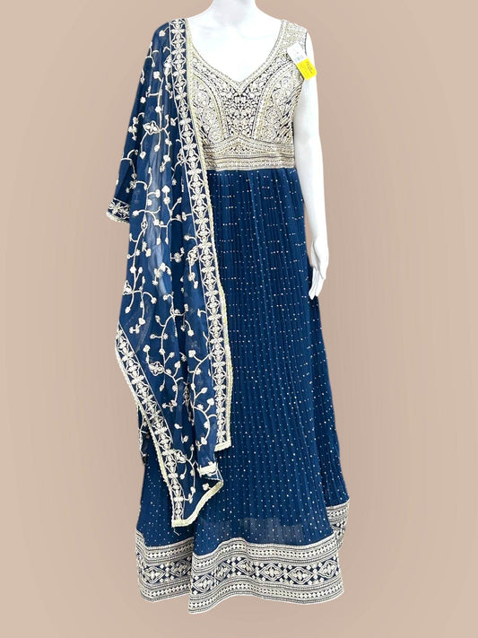 Party wear Chiffon long gown - Kurti Connection USA