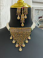 Gold plated necklace set / traditional necklace set by Kurti Connection USA