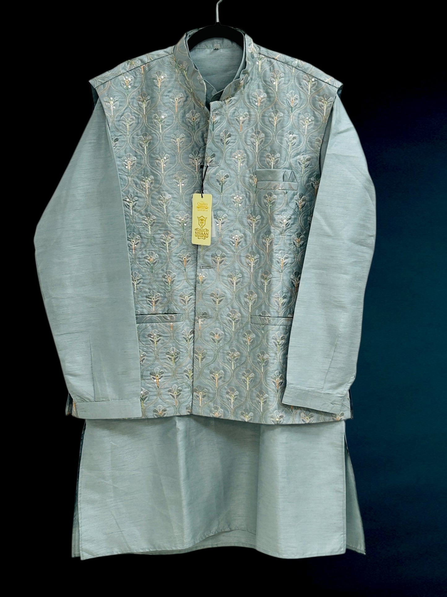 Silk kurta pajaama with jacket