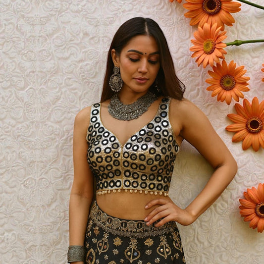 Mirror and shells work blouses