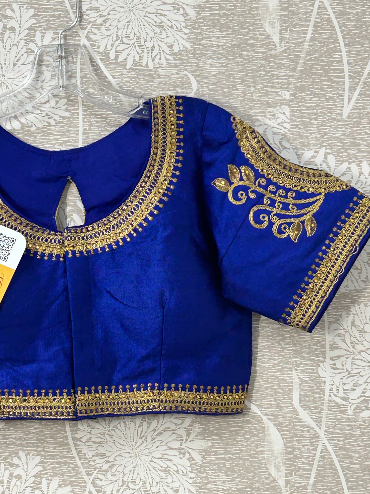 Royal blue blouse with cutworm