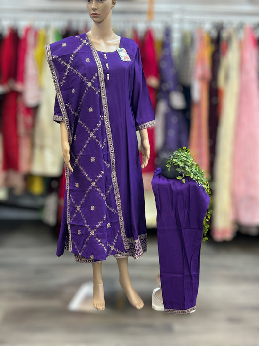 Silk long kurti set