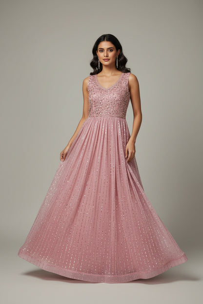 Party wear long gown : Indo western gowns for weddings and reception by Kurti Connection USA