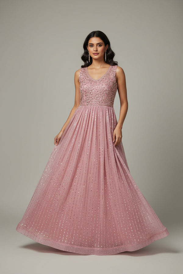 Party wear long gown : Indo western gowns for weddings and reception by Kurti Connection USA