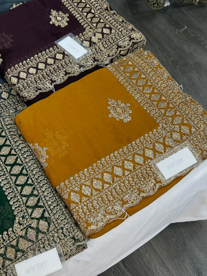 Chiffon heavy work saree