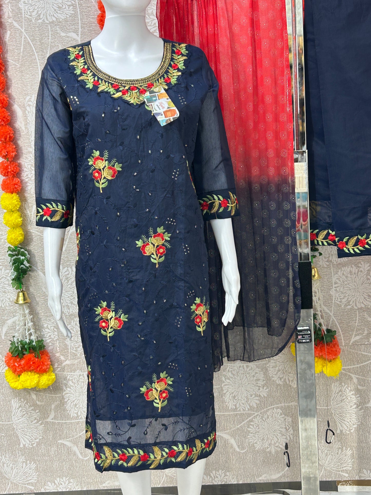 Chanderi silk kurti set
