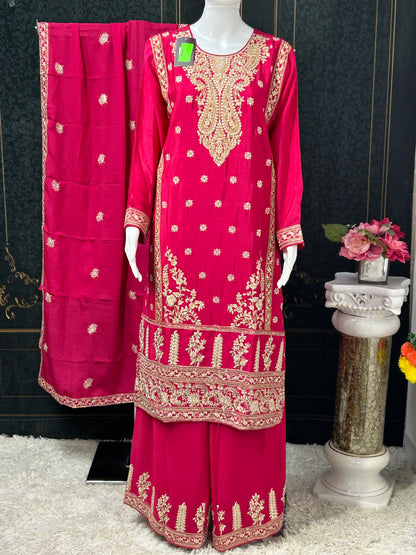 Chinon silk sharara suit