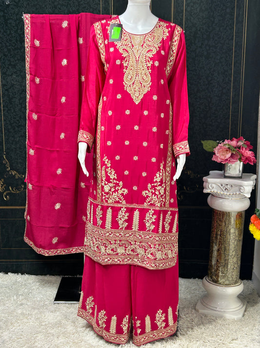 Chinon silk sharara suit