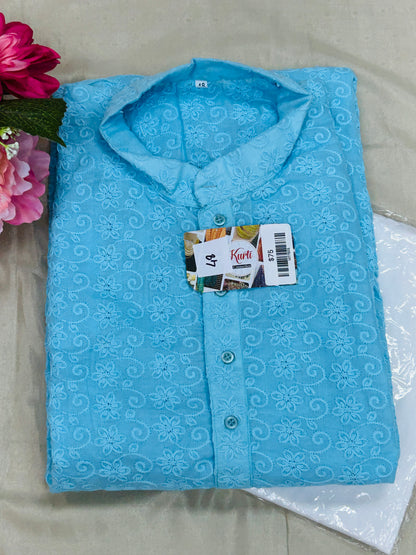 Plus size : cotton chikankari Kurta set