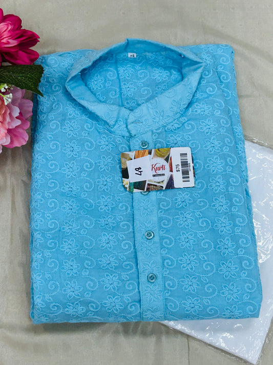 Plus size : cotton chikankari Kurta set