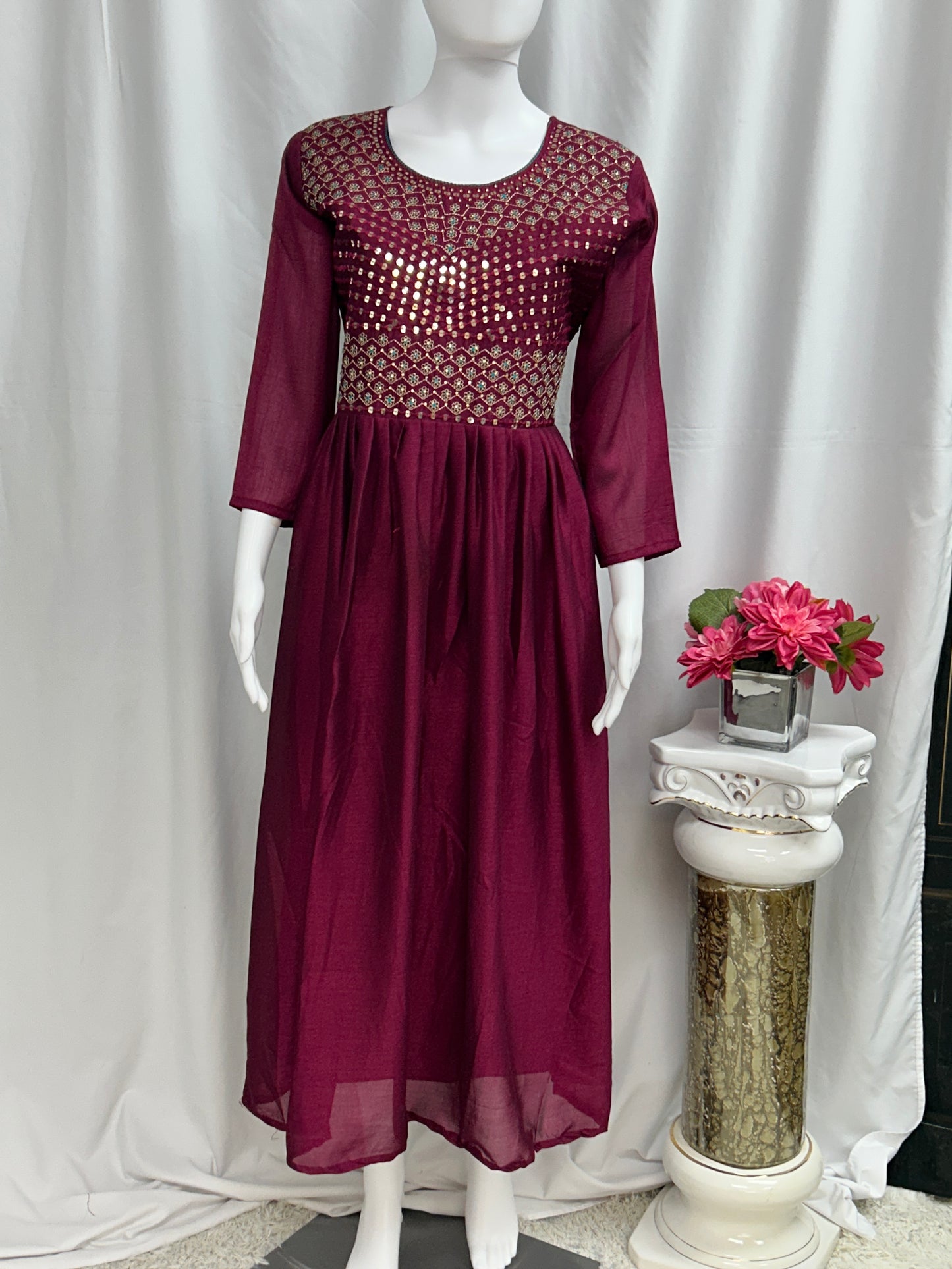 Vichitra silk long kurti