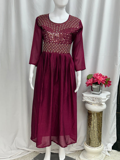 Vichitra silk long kurti