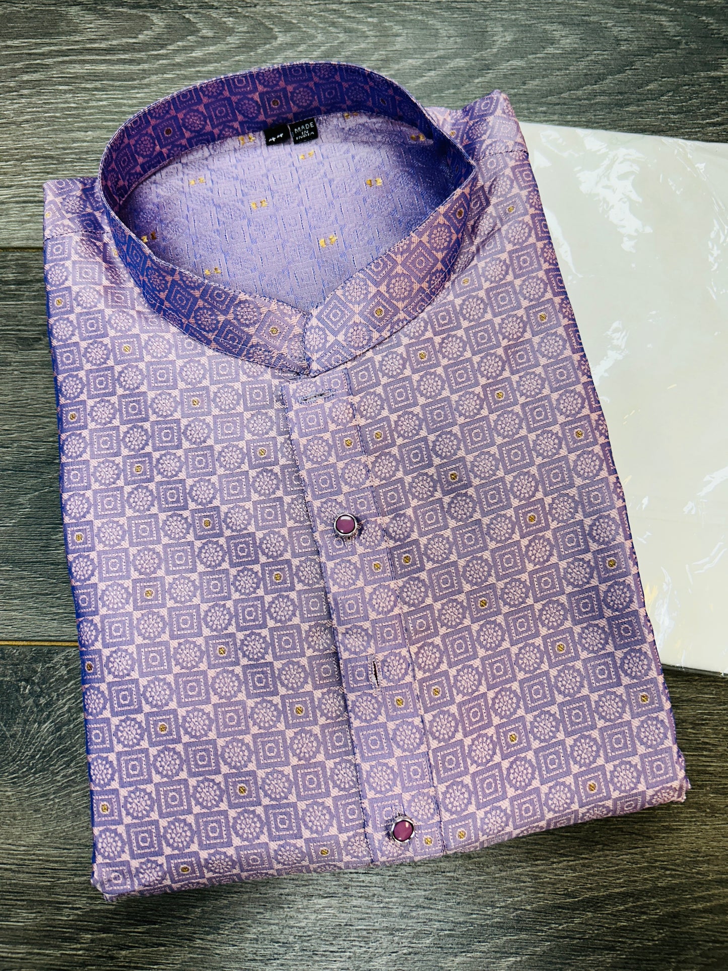 Lilac : cotton silk kurta pajama set