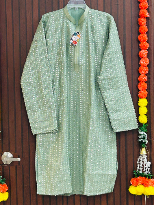 Sequin cotton kurta set