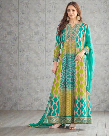 Saawan : Chinon silk long gowns