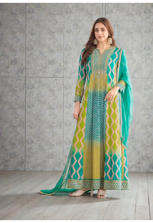 Saawan : Chinon silk long gowns