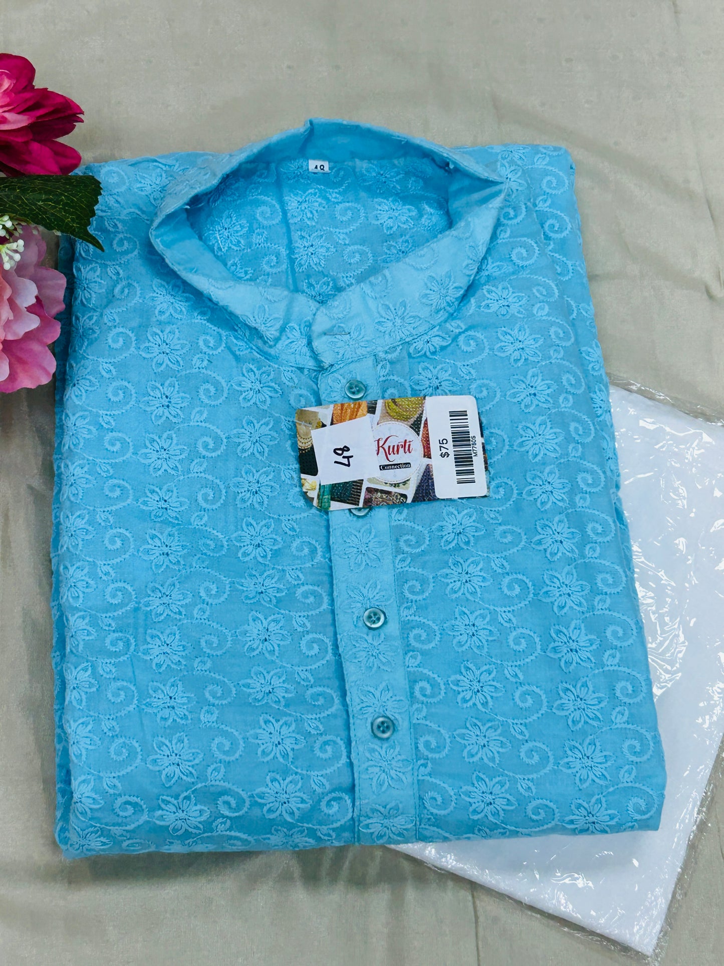 Plus size : cotton chikankari Kurta set