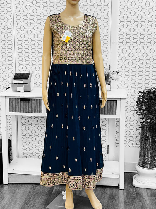 Dark blue georgette long kurti