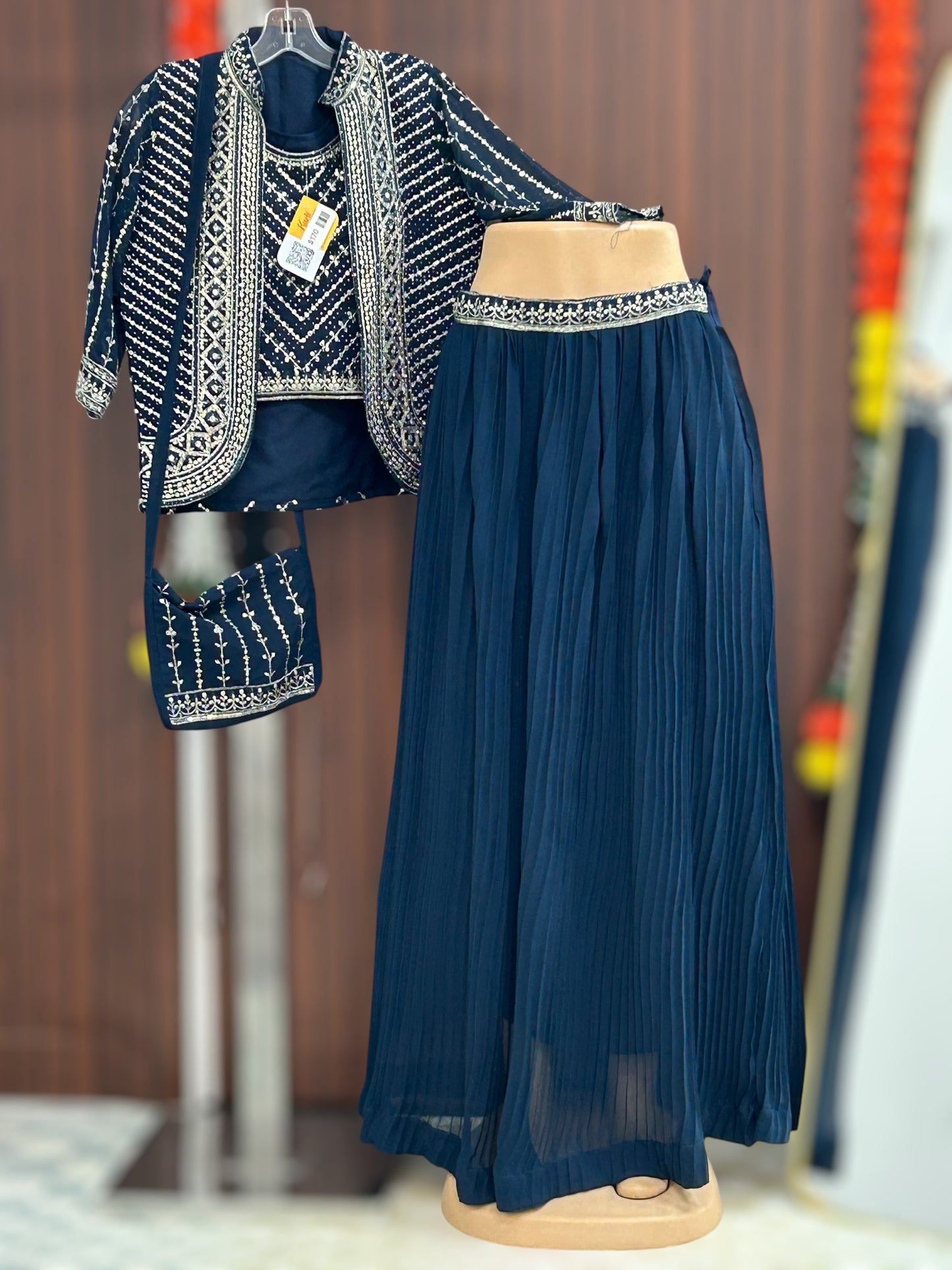 Lehenga Choli set with jacket and purse