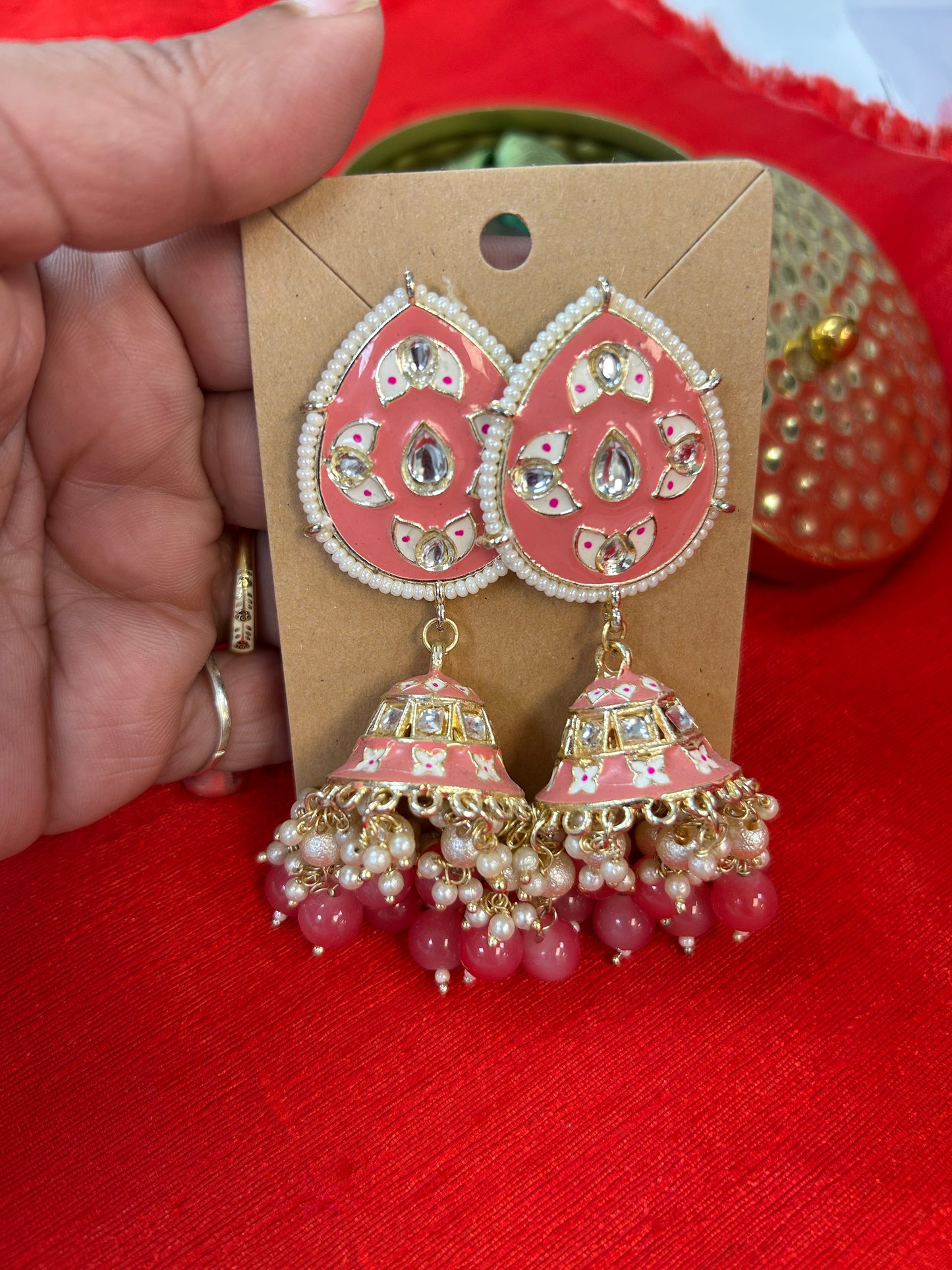 Meenakari jhumki earrings