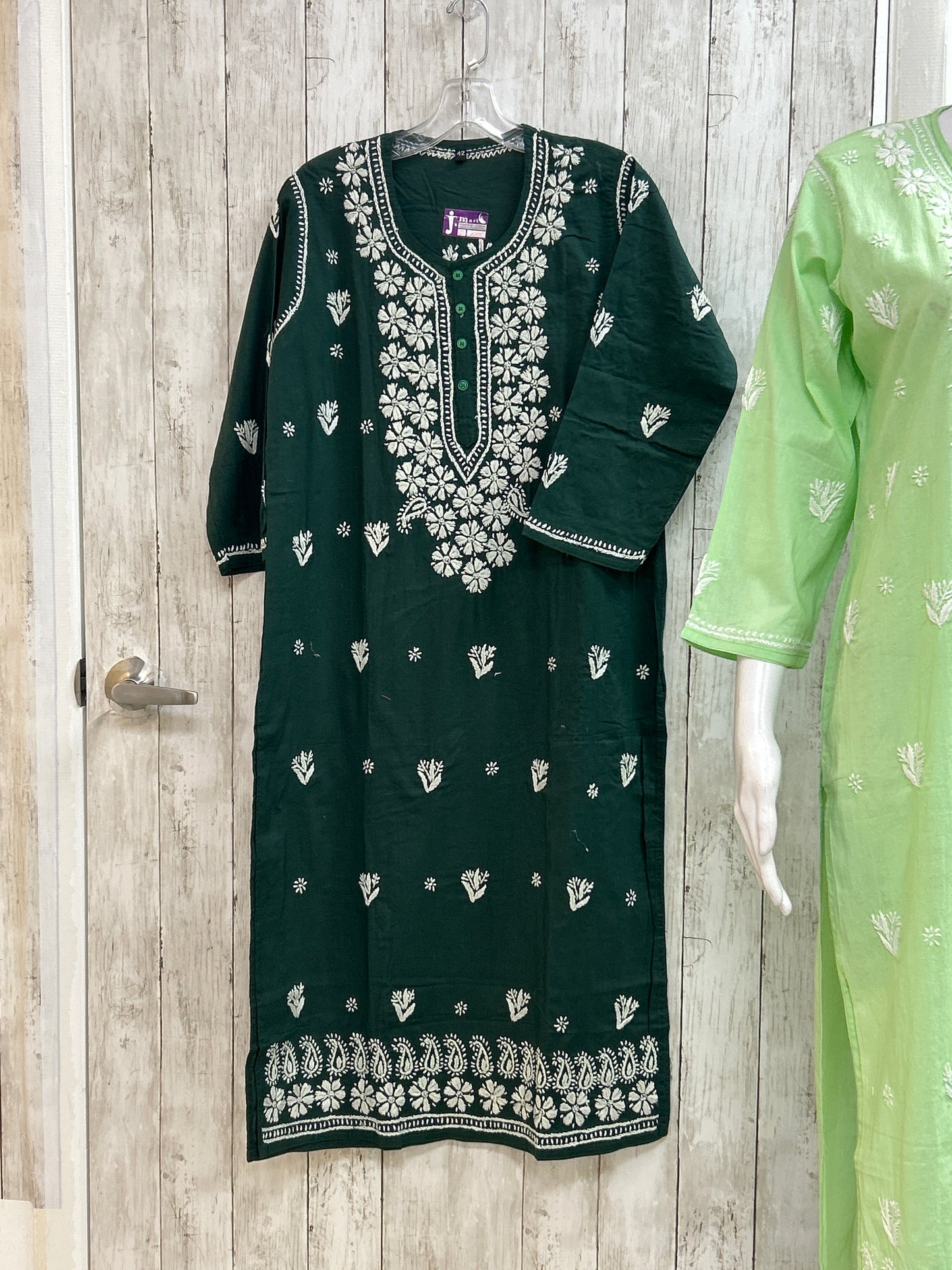 Pure Cotton chikankari kurti with white pant
