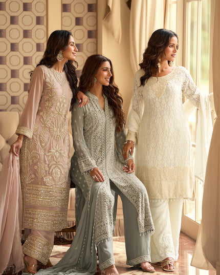 Wedding guest collection : Rishta : Pearl embroidery work suits