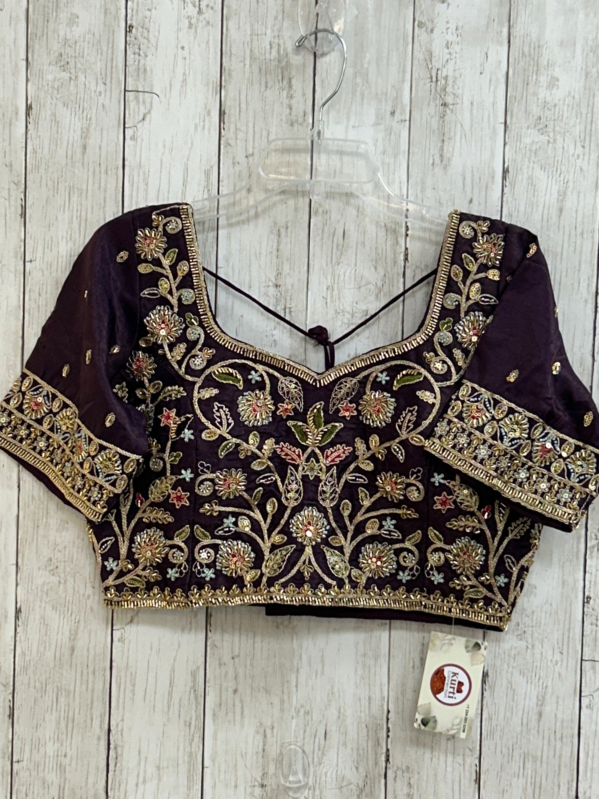 Dark purple tissue silk blouse by Kurti Connection USA