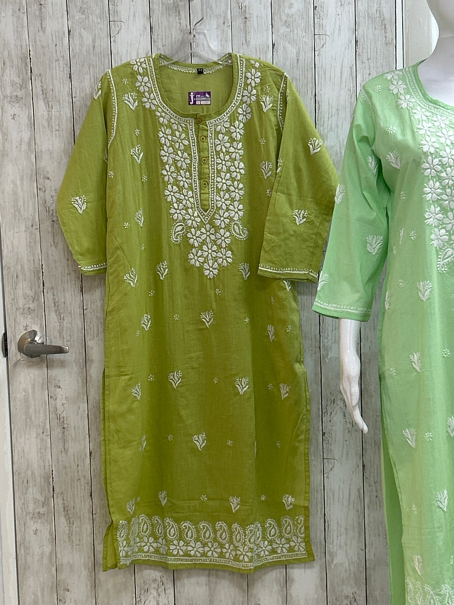 Pure Cotton chikankari kurti with white pant
