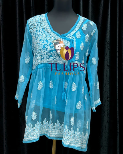 Chikankari short kurti by Kurti Connection USA