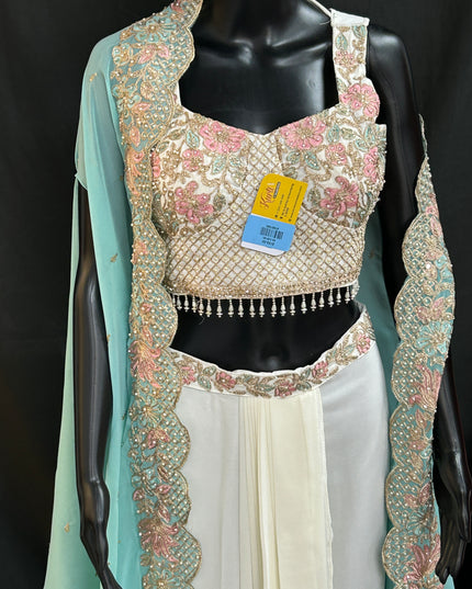Crop top set with dhoti skirt