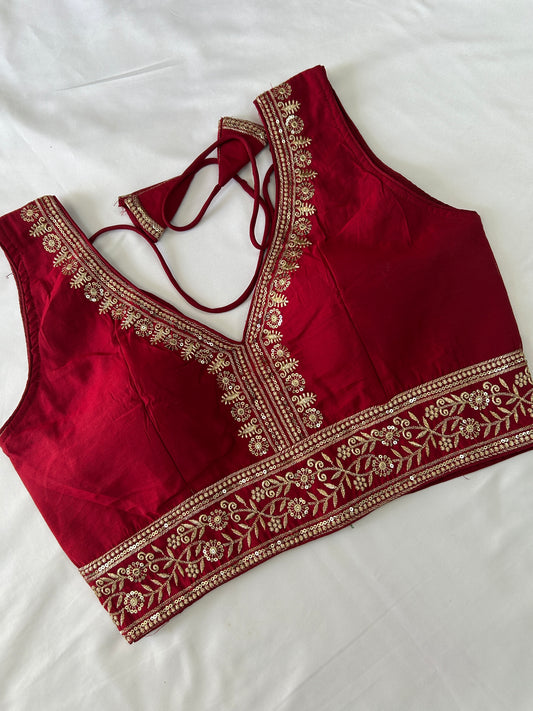 Maroon silk blouse / Sleeves available
