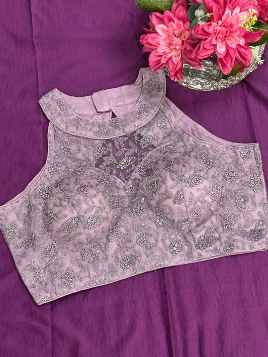 Onion pink : Halter neck embroidered blouse