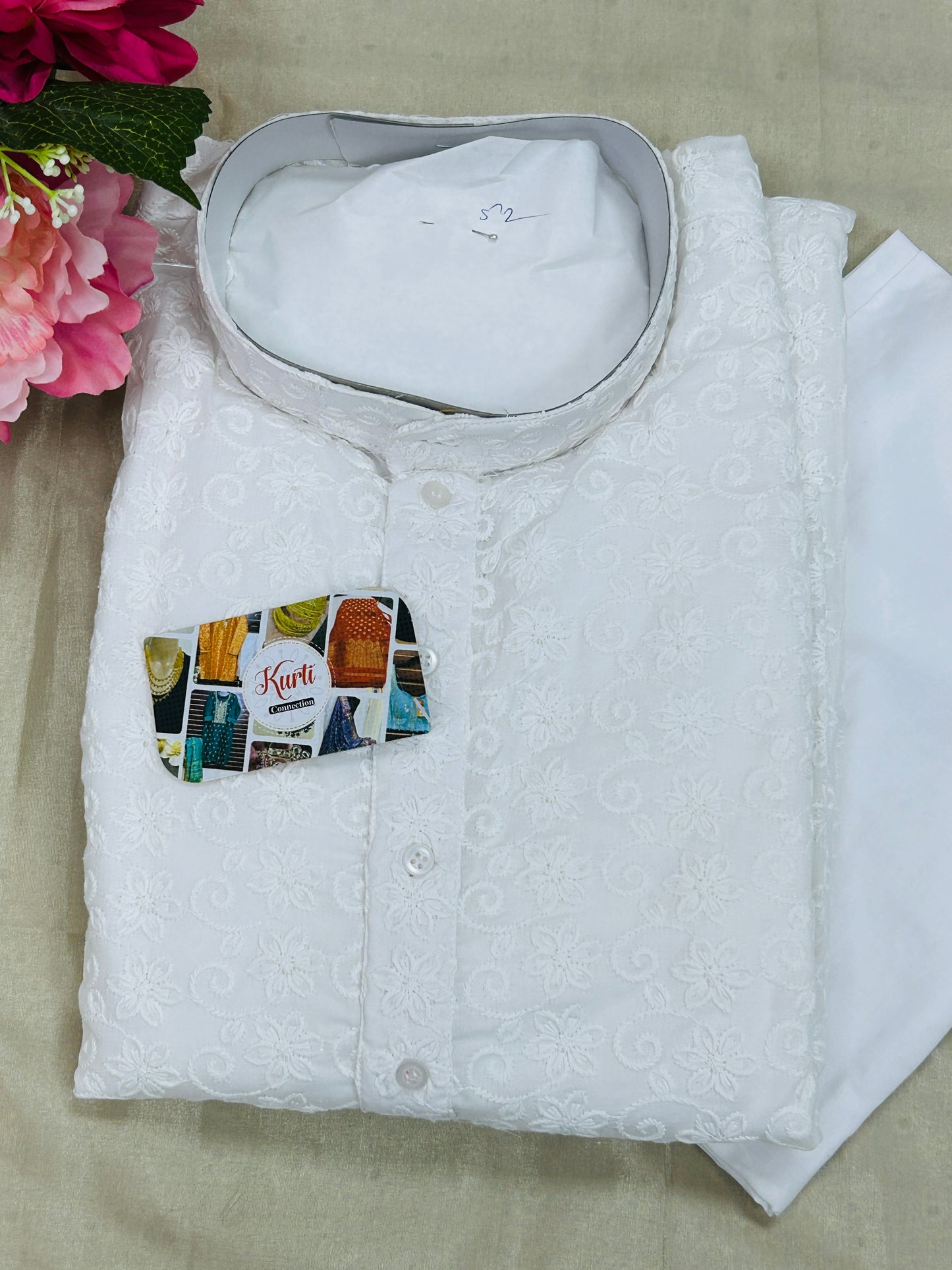 Plus size cotton chikankari Kurta set