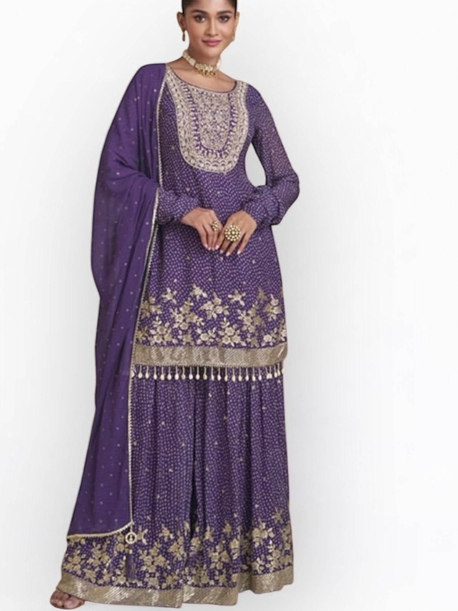 Designer party wear sharara suit - Kurti Connection USA