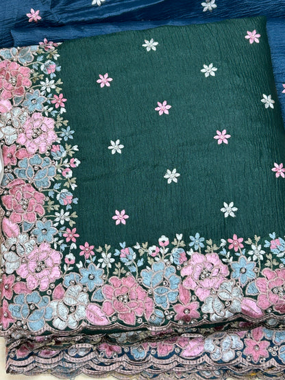 Crape silk saree
