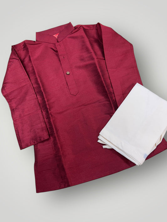 Maroon kurta pajama set for boys