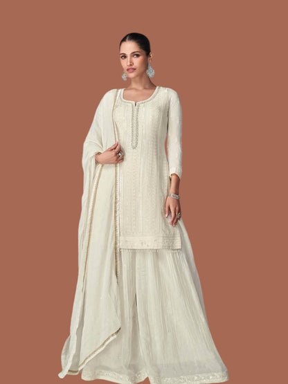 Chikankari work sharara suit - Kurti Connection USA